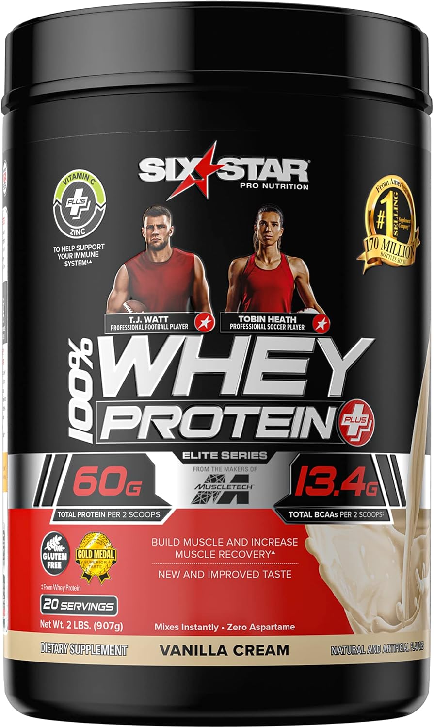 Whey Protein Powder plus - Muscle Building & Recovery Formula with Whey Isolate Powder, Bcaas, 30G Protein, Immune Support - Post-Workout Supplement - Vanilla Cream, 1.8 Lbs