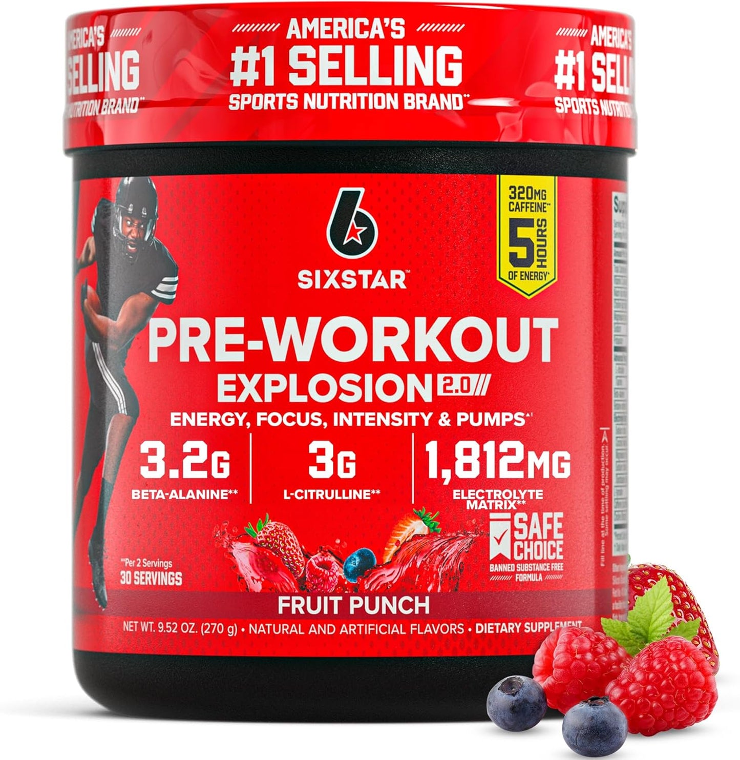 Pre-Workout Powder for Men & Women, Fruit Punch (30 Servings) - Preworkout Explosion 2.0 Energy Powder Drink Mix with Beta-Alanine & Caffeine - Sports Nutrition Supplement Products