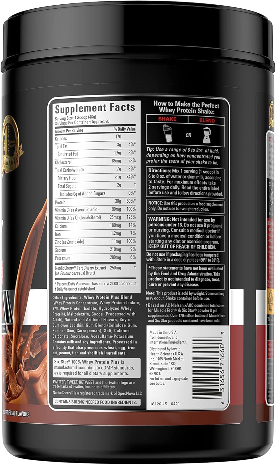 Whey Protein Powder + Immune Support | Whey Protein plus | Whey Protein Isolate & Peptides + Muscle Builder | Lean Protein Powder for Muscle Gain & Recovery | Chocolate, 2 Lbs