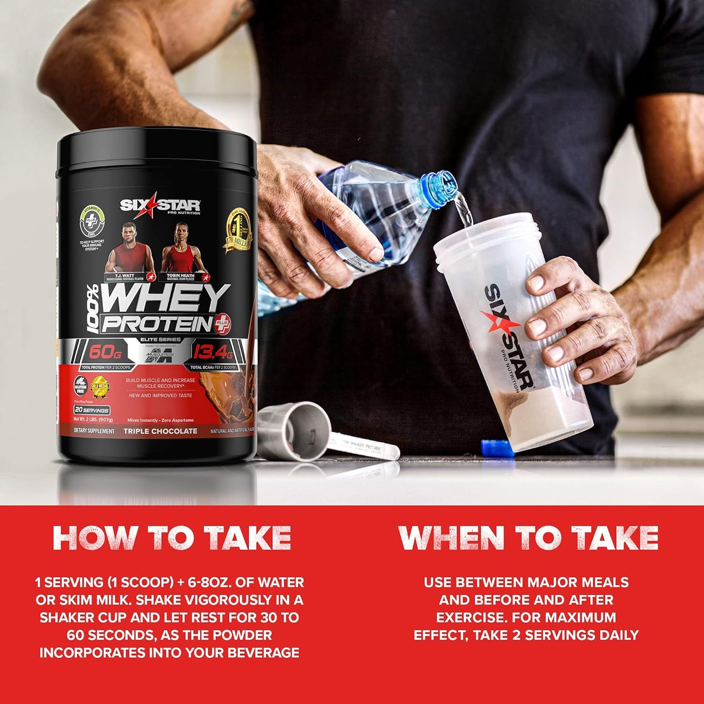 Whey Protein Powder + Immune Support | Whey Protein plus | Whey Protein Isolate & Peptides + Muscle Builder | Lean Protein Powder for Muscle Gain & Recovery | Chocolate, 2 Lbs