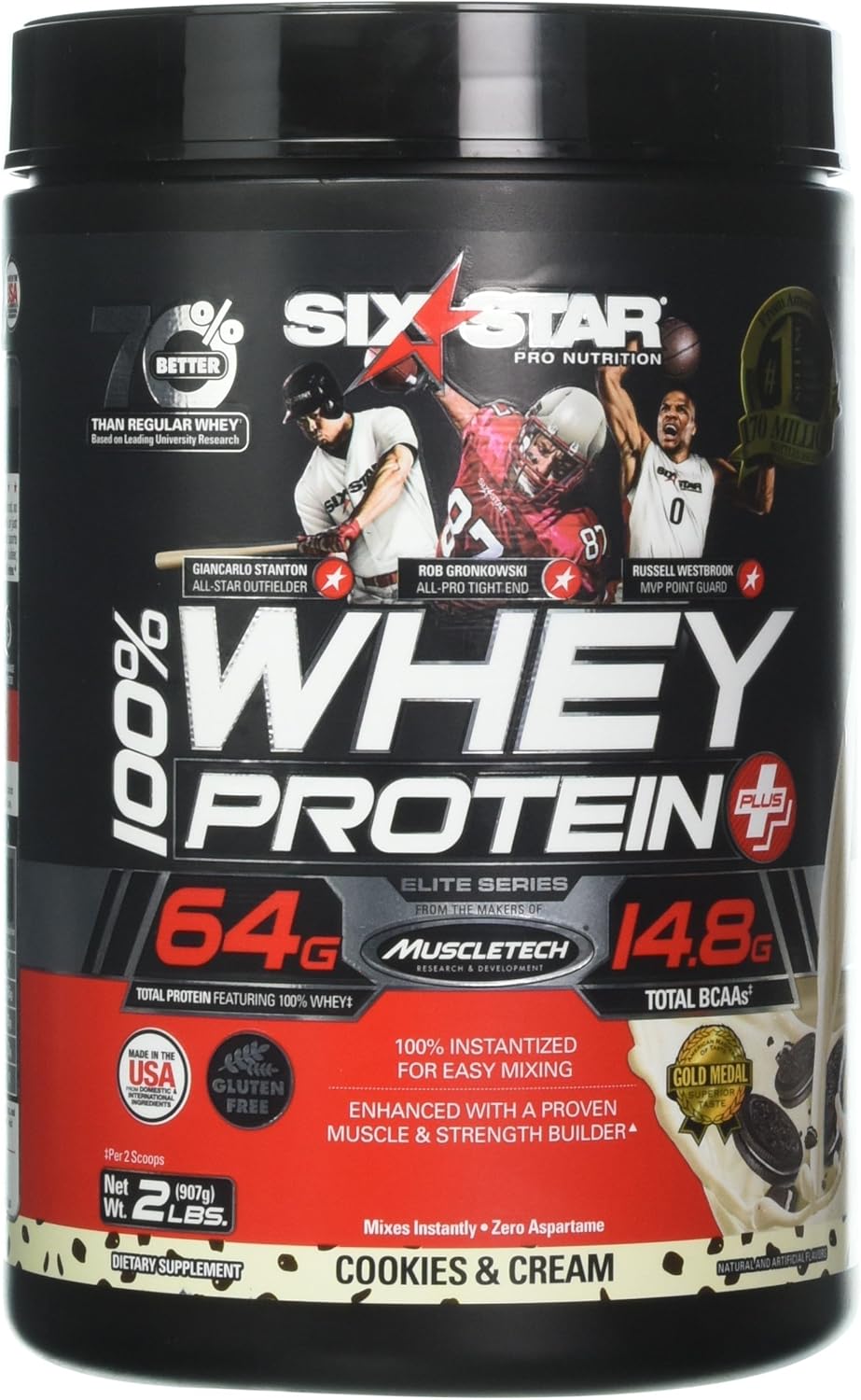 Whey Protein Powder plus - Muscle Building & Recovery Formula with Whey Isolate Powder, Bcaas, 30G Protein, Immune Support - Post-Workout Supplement - Vanilla Cream, 1.8 Lbs