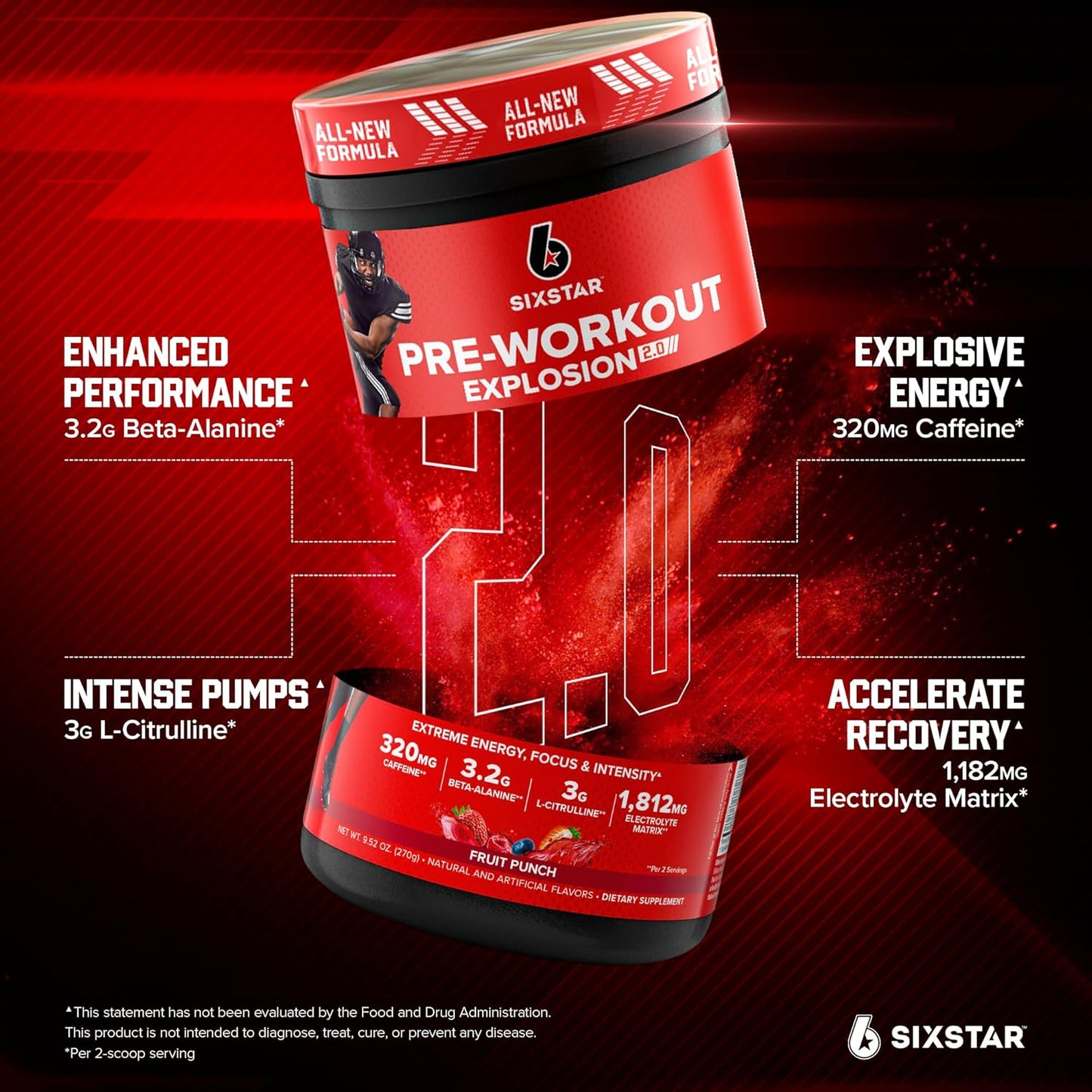 Pre-Workout Powder for Men & Women, Fruit Punch (30 Servings) - Preworkout Explosion 2.0 Energy Powder Drink Mix with Beta-Alanine & Caffeine - Sports Nutrition Supplement Products