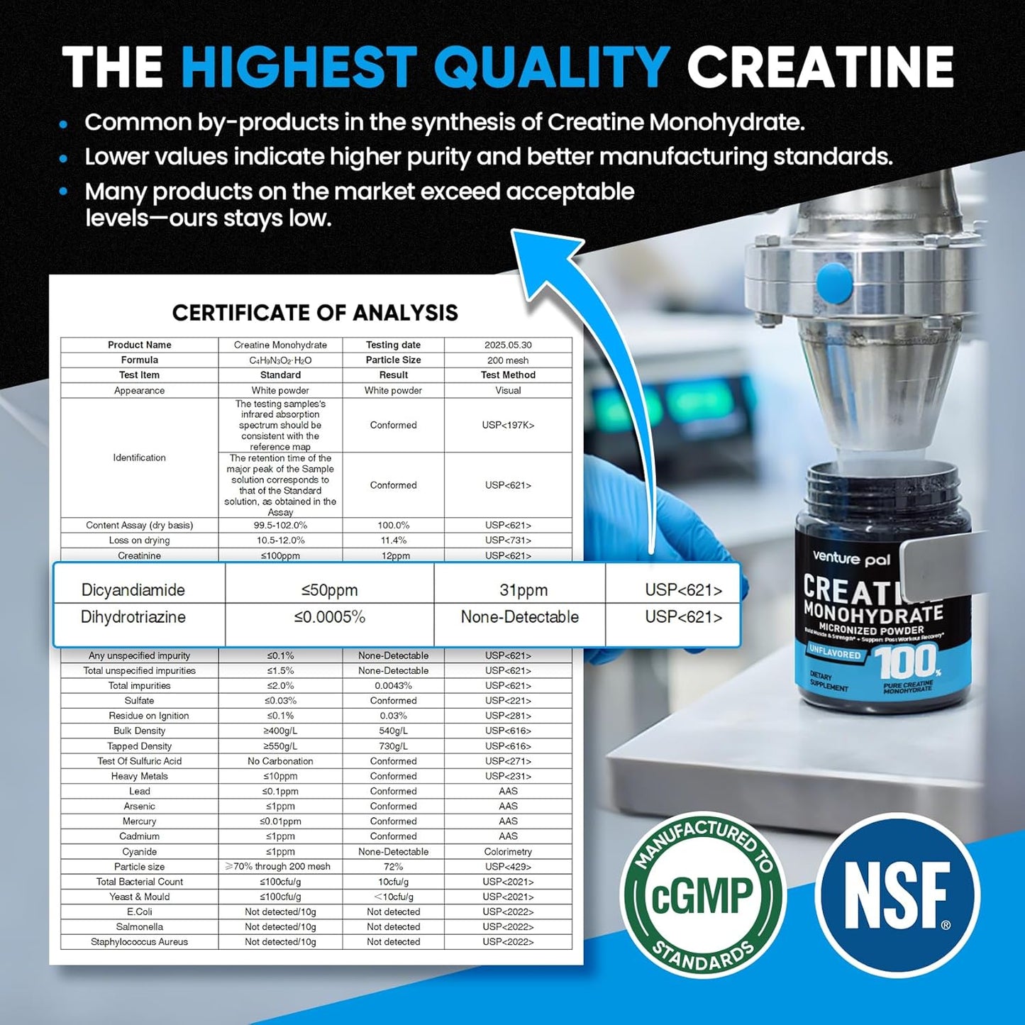 100% Pure Micronized Creatine Monohydrate Powder, Unflavored Creatine for Women & Men, Vegan, Keto, Gluten Free, 5 G (5000Mg) per Serving, Creatina Monohidratada En Polvo