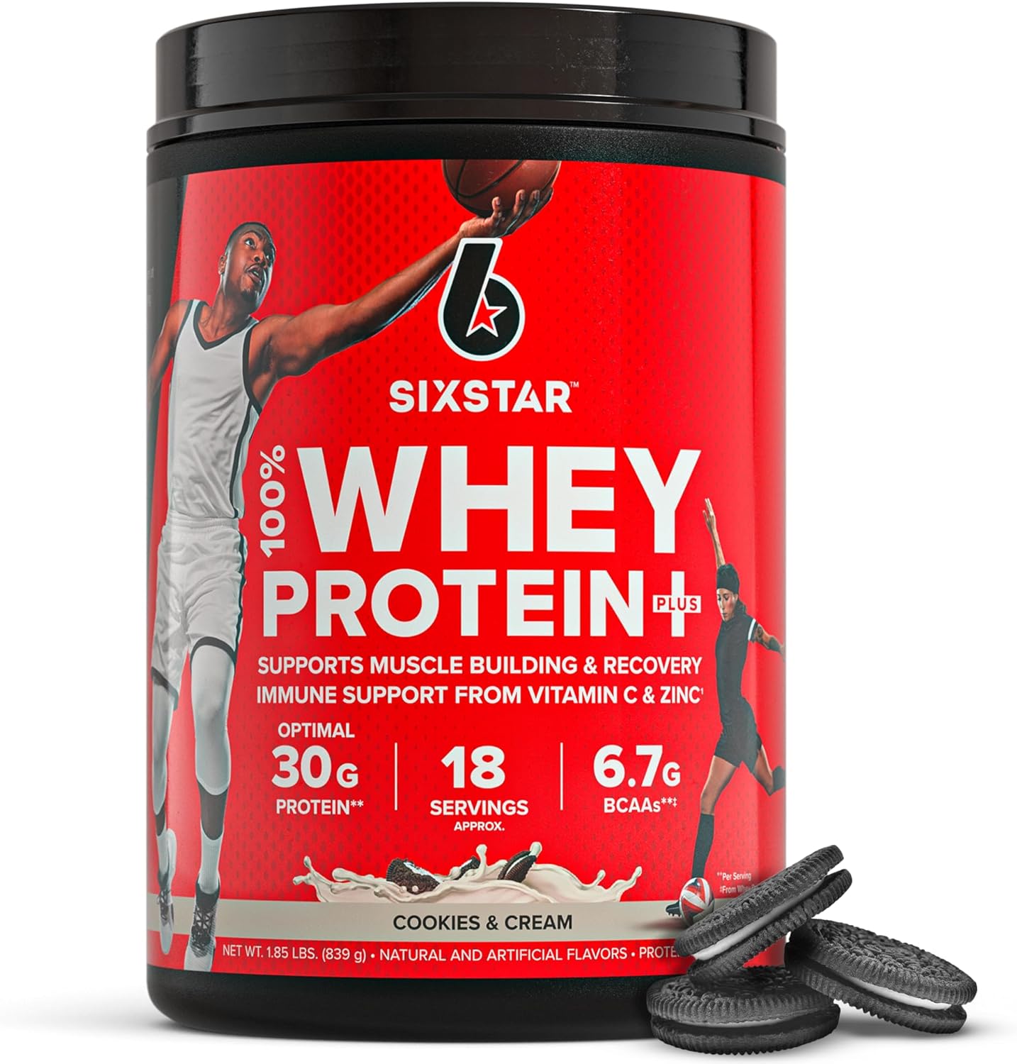 Whey Protein Powder plus - Muscle Building & Recovery Formula with Whey Isolate Powder, Bcaas, 30G Protein, Immune Support - Post-Workout Supplement - Vanilla Cream, 1.8 Lbs