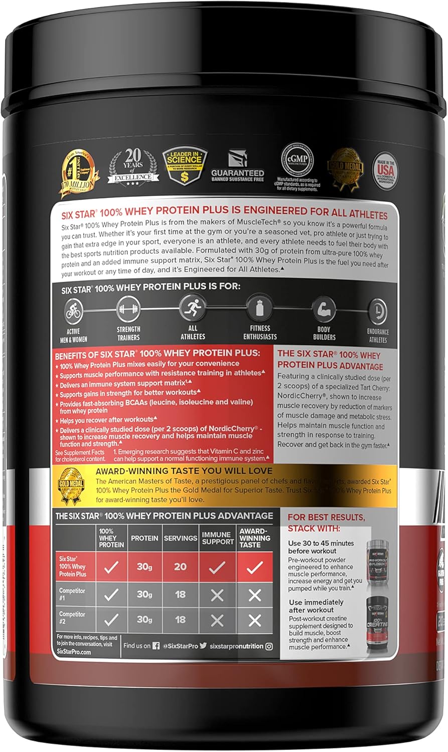 Whey Protein Powder + Immune Support | Whey Protein plus | Whey Protein Isolate & Peptides + Muscle Builder | Lean Protein Powder for Muscle Gain & Recovery | Chocolate, 2 Lbs