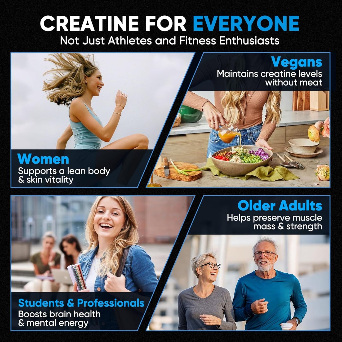 100% Pure Micronized Creatine Monohydrate Powder, Unflavored Creatine for Women & Men, Vegan, Keto, Gluten Free, 5 G (5000Mg) per Serving, Creatina Monohidratada En Polvo