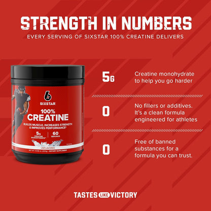 100% Creatine Monohydrate Powder - Unflavored Micronized Creatine Monohydrate Supplement for Workout Performance, Muscle Building & Strength - Creatine Powder for Women & Men - 60 Servings