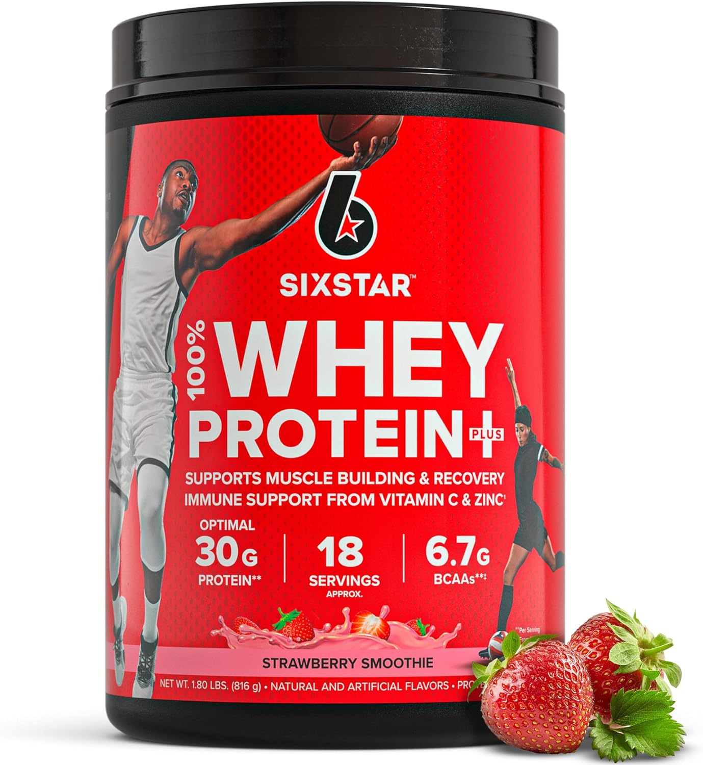 Whey Protein Powder plus - Muscle Building & Recovery Formula with Whey Isolate Powder, Bcaas, 30G Protein, Immune Support - Post-Workout Supplement - Vanilla Cream, 1.8 Lbs