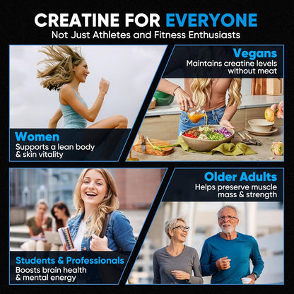 100% Pure Micronized Creatine Monohydrate Powder, Unflavored Creatine for Women & Men, Vegan, Keto, Gluten Free, 5 G (5000Mg) per Serving, Creatina Monohidratada En Polvo
