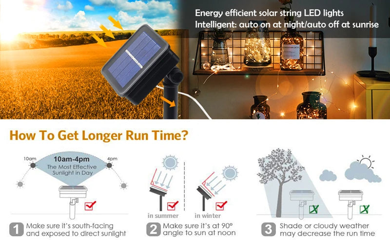 LED Solar Outdoor Garden Fairy String Light