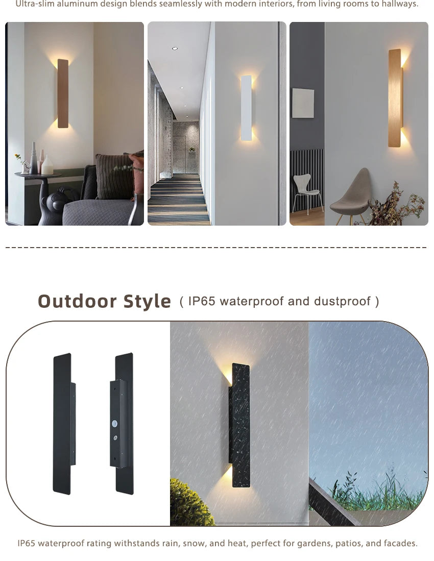 LED Black & White Wall Lamp Indoor/Outdoor