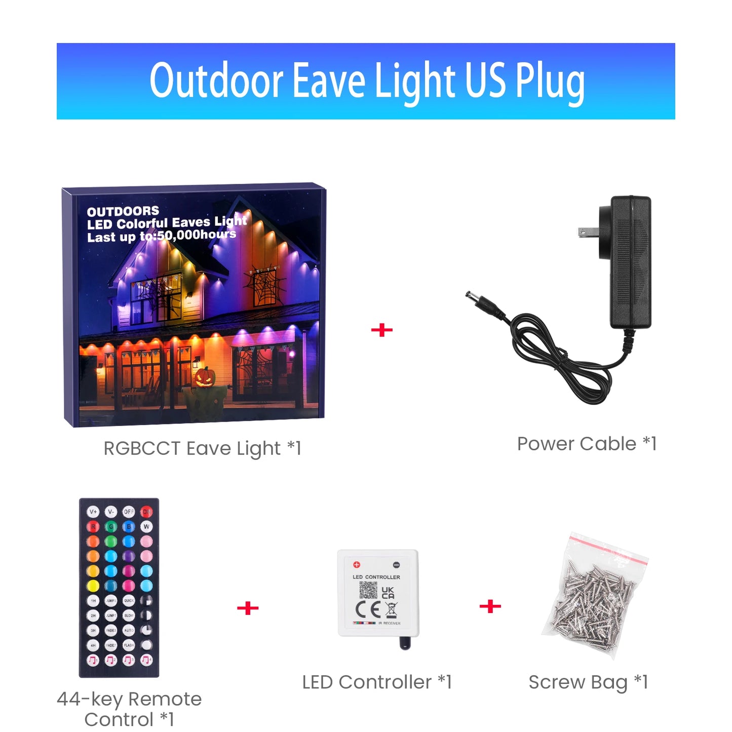 Permanent Outdoor Eaves LED/RGB Waterproof String Lights, Christmas Party Lighting