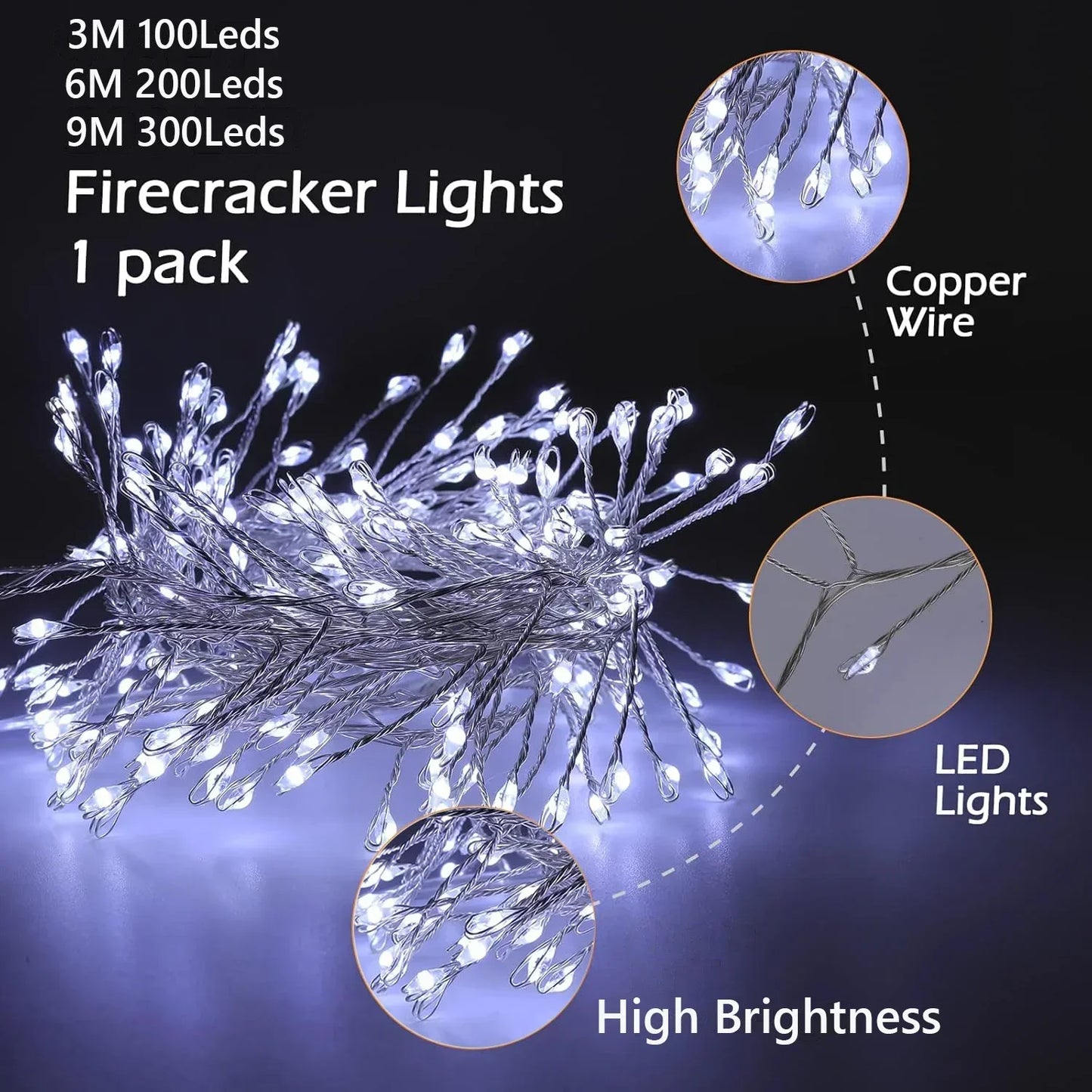 USB Power LED Firecracker String Lights