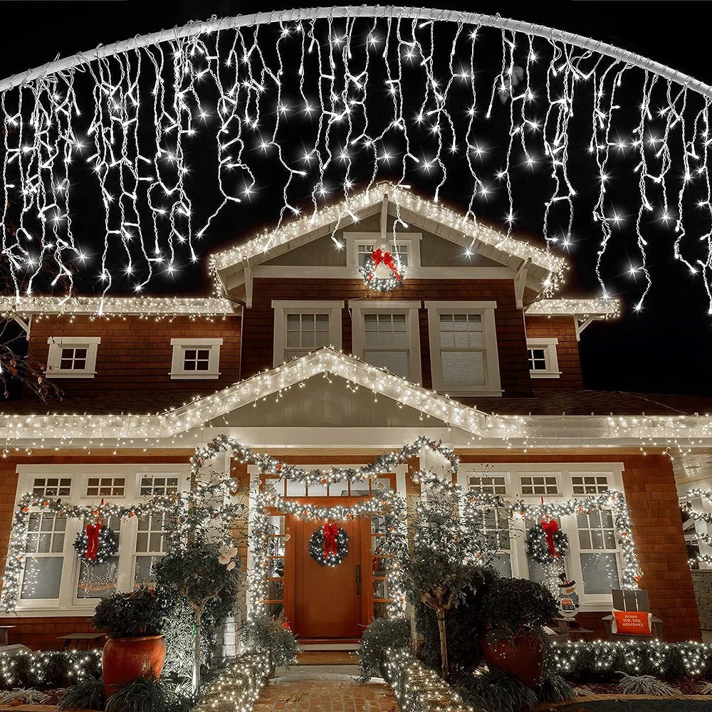 Solar Powered Outdoor Icicle Christmas Lights