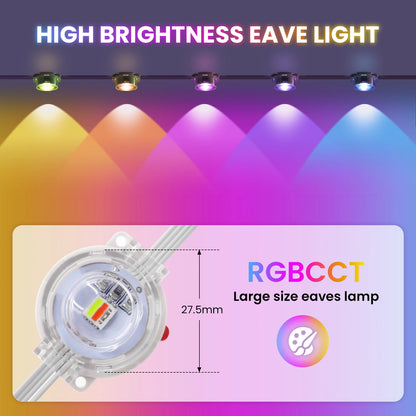 Permanent Outdoor Eaves LED/RGB Waterproof String Lights, Christmas Party Lighting