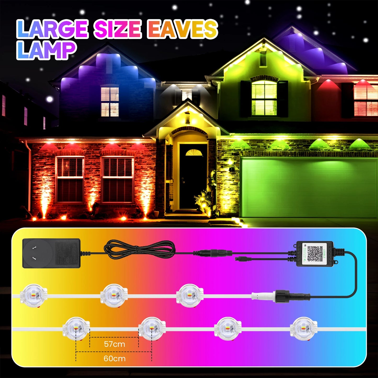 Permanent Outdoor Eaves LED/RGB Waterproof String Lights, Christmas Party Lighting