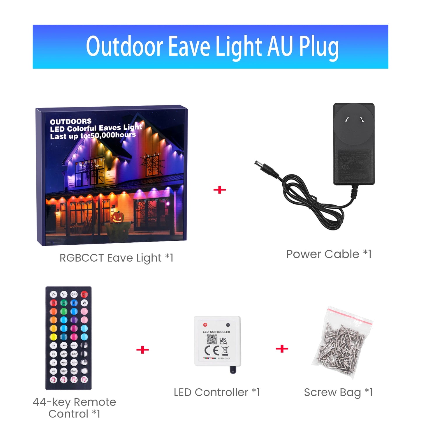 Permanent Outdoor Eaves LED/RGB Waterproof String Lights, Christmas Party Lighting