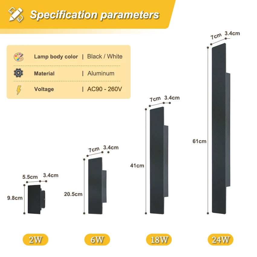 LED Black & White Wall Lamp Indoor/Outdoor