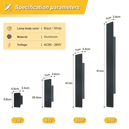 LED Black & White Wall Lamp Indoor/Outdoor