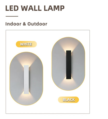 LED Black & White Wall Lamp Indoor/Outdoor