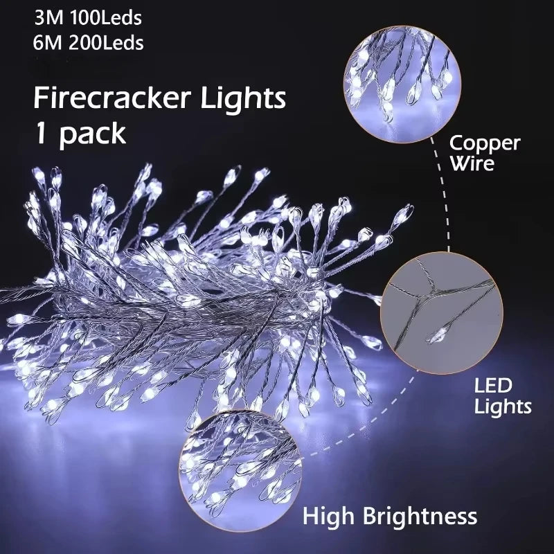 USB Power LED Firecracker String Lights