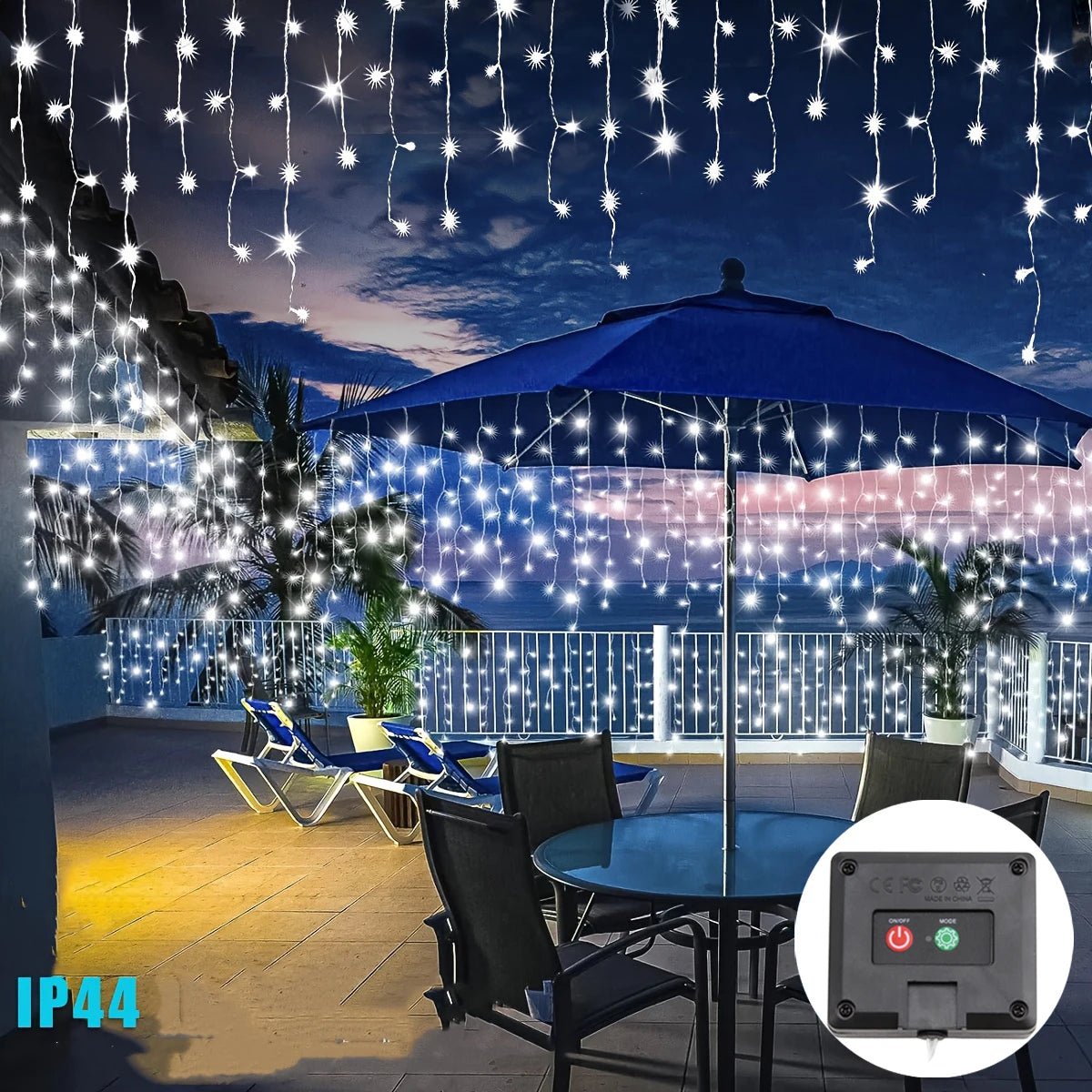 Solar Powered Outdoor Icicle Christmas Lights