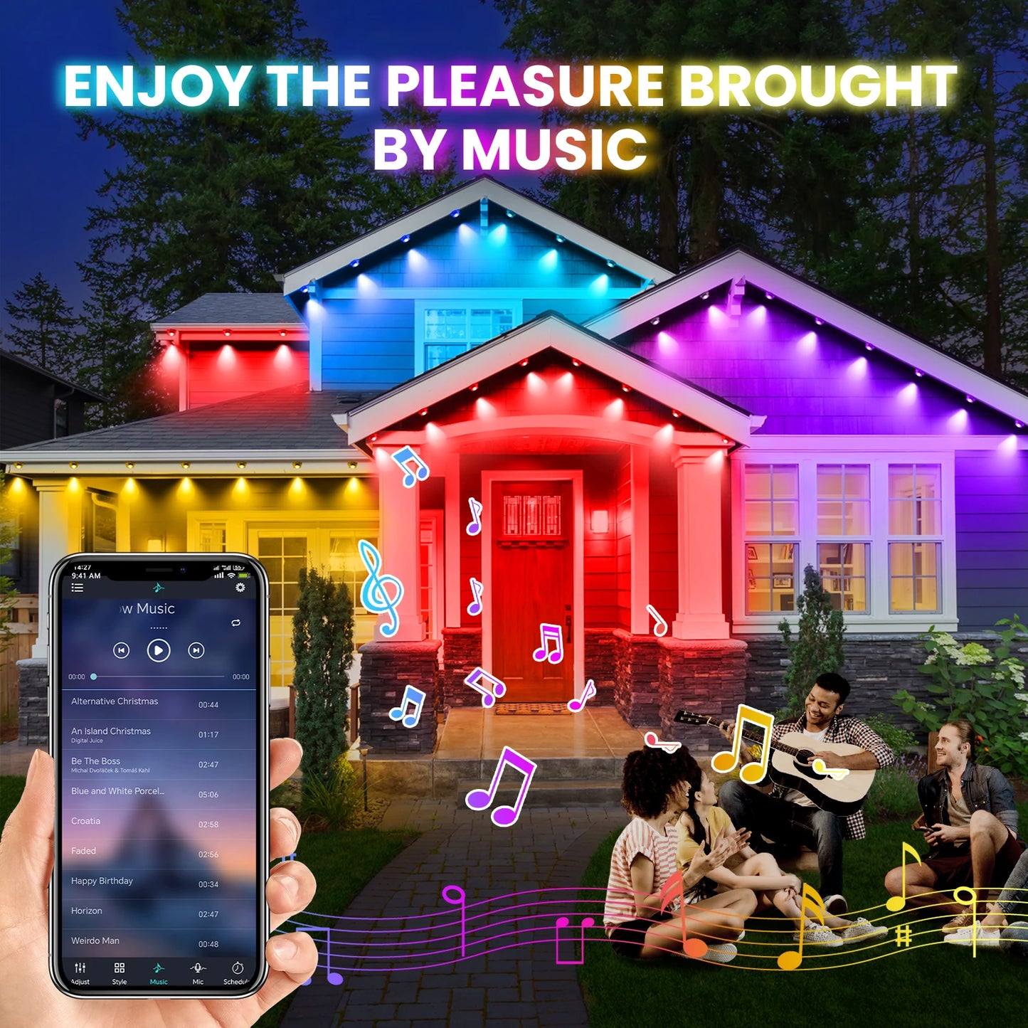 Permanent Outdoor Eaves LED/RGB Waterproof String Lights, Christmas Party Lighting