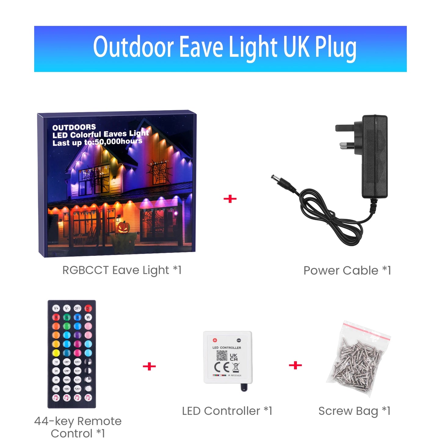 Permanent Outdoor Eaves LED/RGB Waterproof String Lights, Christmas Party Lighting