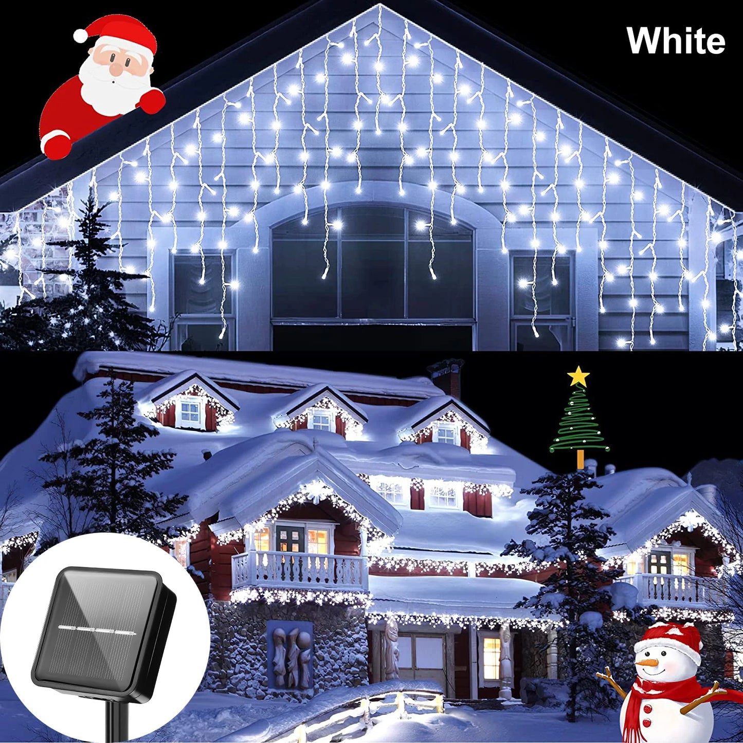Solar Powered Outdoor Icicle Christmas Lights