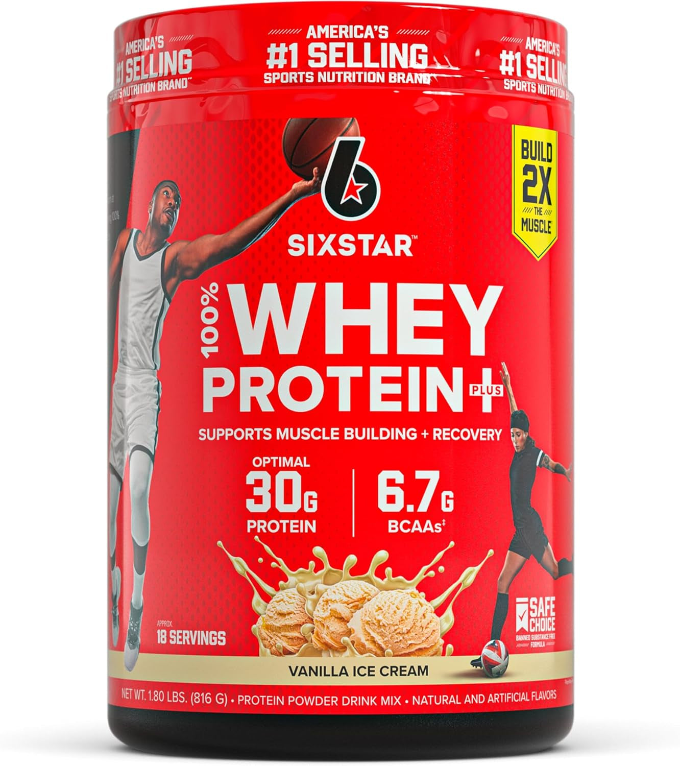 Whey Protein Powder plus - Muscle Building & Recovery Formula with Whey Isolate Powder, Bcaas, 30G Protein, Immune Support - Post-Workout Supplement - Vanilla Cream, 1.8 Lbs