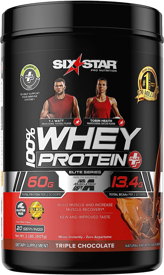 Whey Protein Powder + Immune Support |  Whey Protein plus | Whey Protein Isolate & Peptides + Muscle Builder | Lean Protein Powder for Muscle Gain & Recovery | Chocolate, 2 Lbs